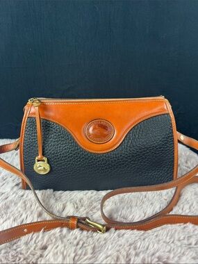 Dooney & Bourke Vintage Ivy Crossbody Bag Black British Tan All Weather Leather